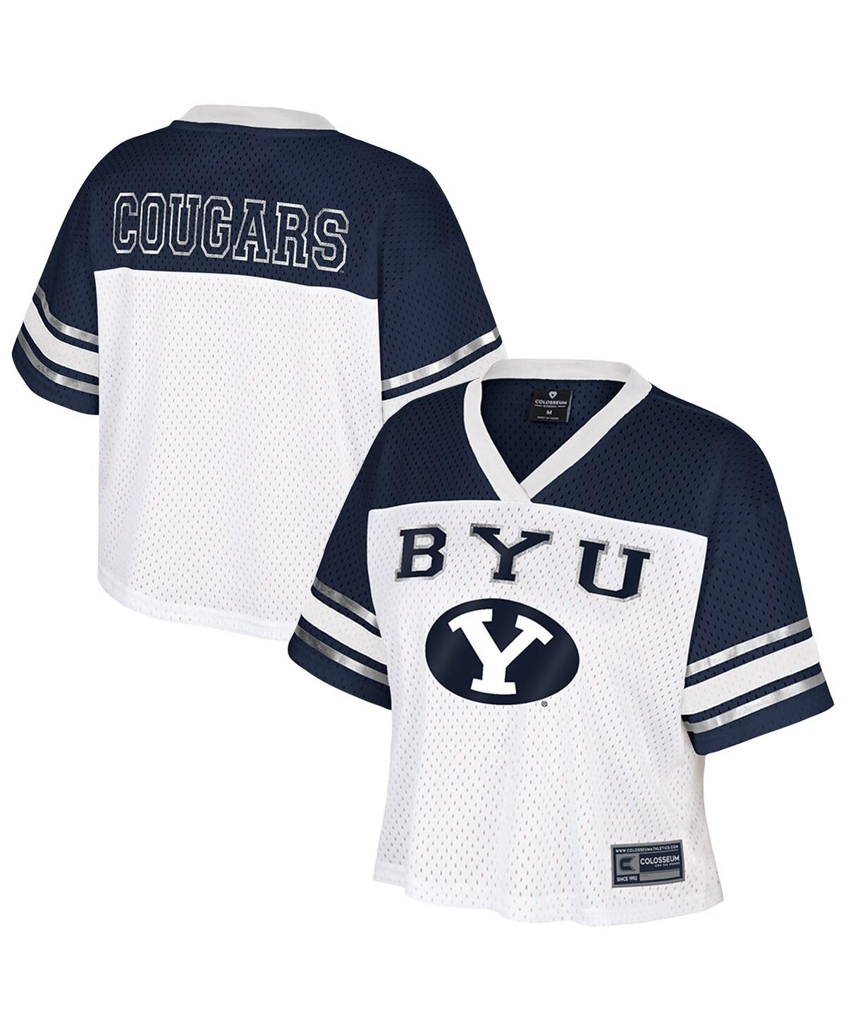 Colosseum Women's White Byu Cougars Treasure Cropped Football Jersey