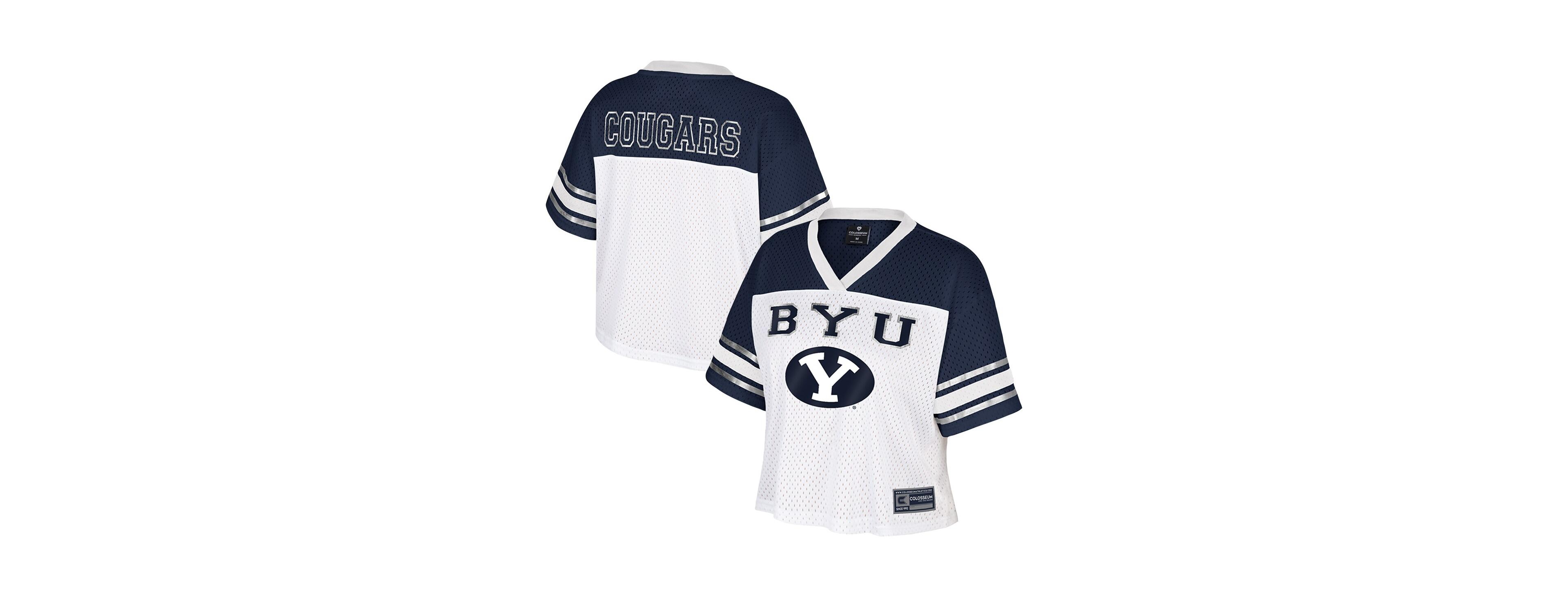 Colosseum Women's White Byu Cougars Treasure Cropped Football Jersey