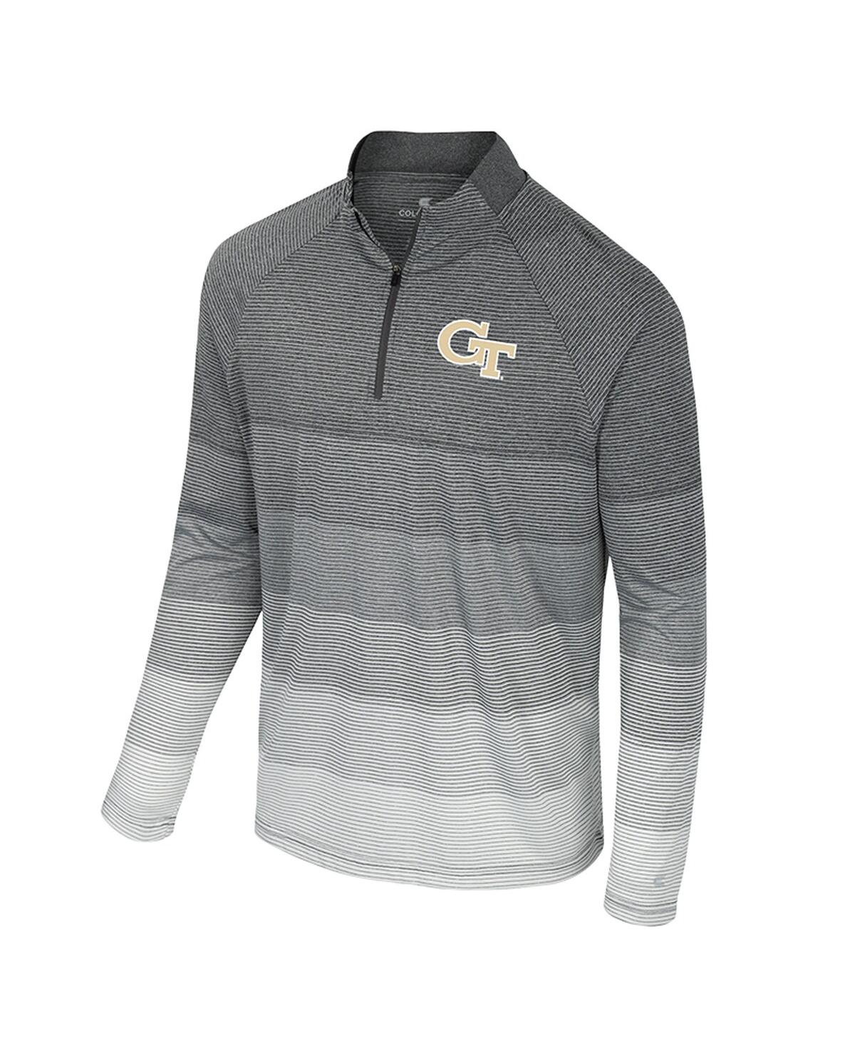 Colosseum Men's Gray Georgia Tech Yellow Jackets Ai Striped Mesh Quarter-Zip Raglan Windshirt Jacket