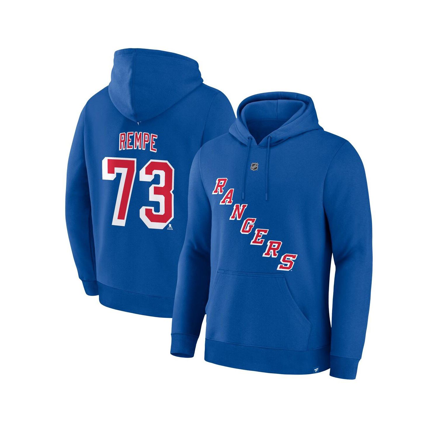 Men's Matt Rempe Blue New York Rangers Authentic Stack Name & Number Hoodie