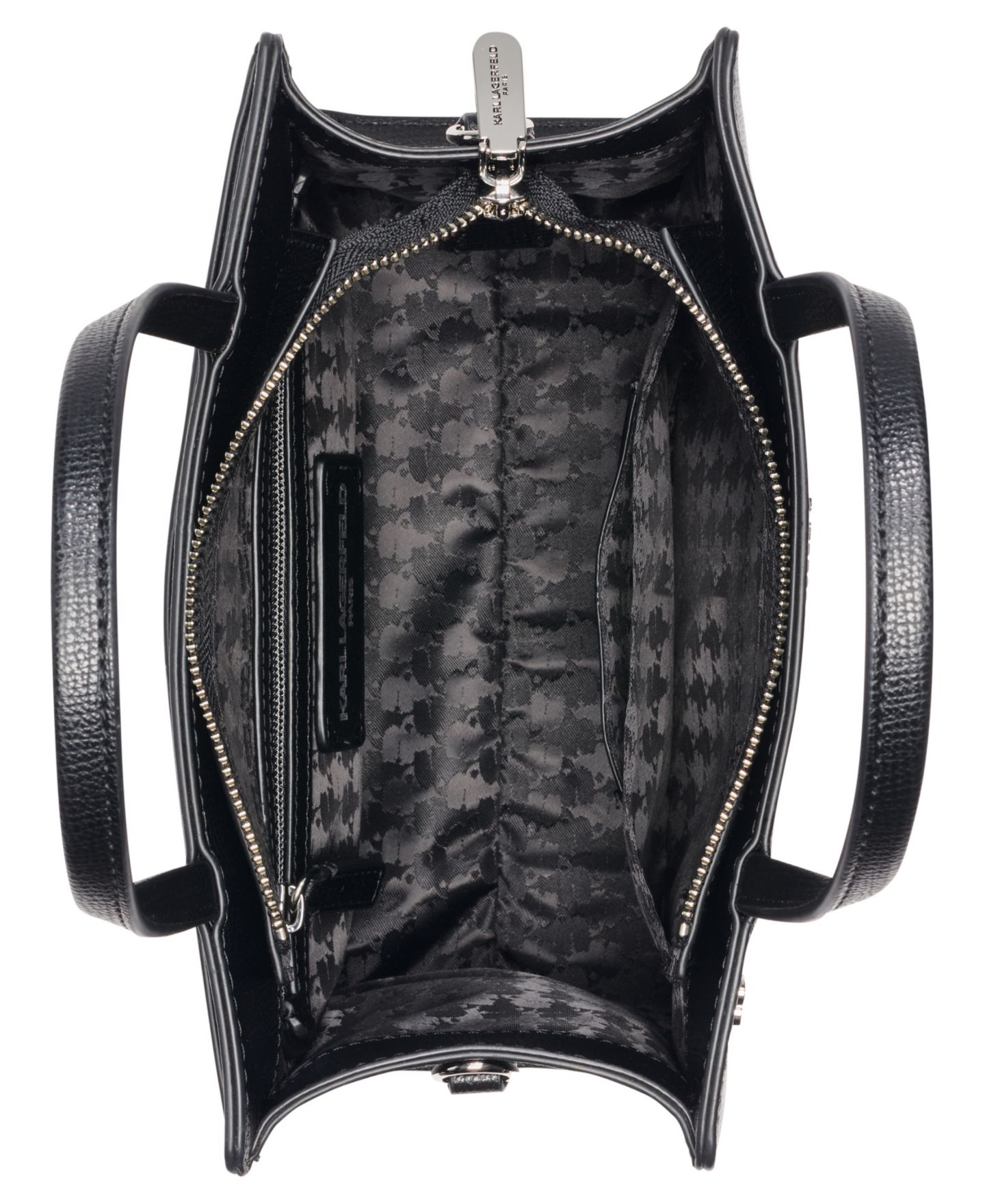 Женская сумка KARL LAGERFELD PARIS Maybelle Zip-Top Small Satchel Handbag, цвет: Чёрный / Золотой — фото 4