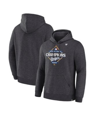 Fanatics - Men's Heather Charcoal Los Angeles Dodgers 2025 National League Champions Locker Room Hoodie