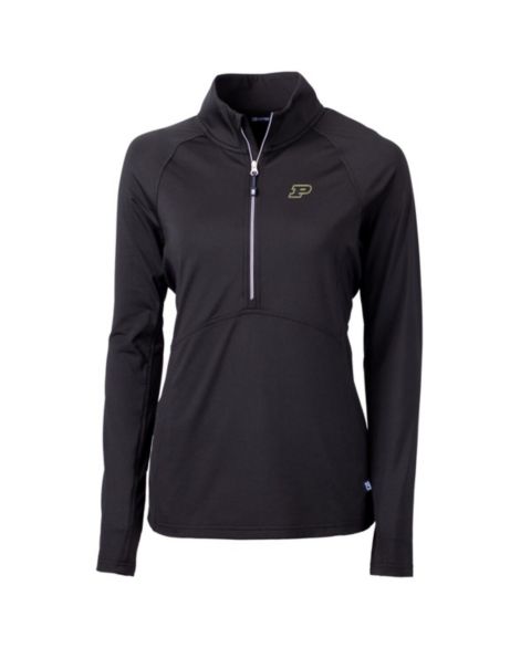 Женские свитеры Cutter & Buck Black Purdue Boilermakers Adapt Eco Knit Half-Zip Pullover Jacket