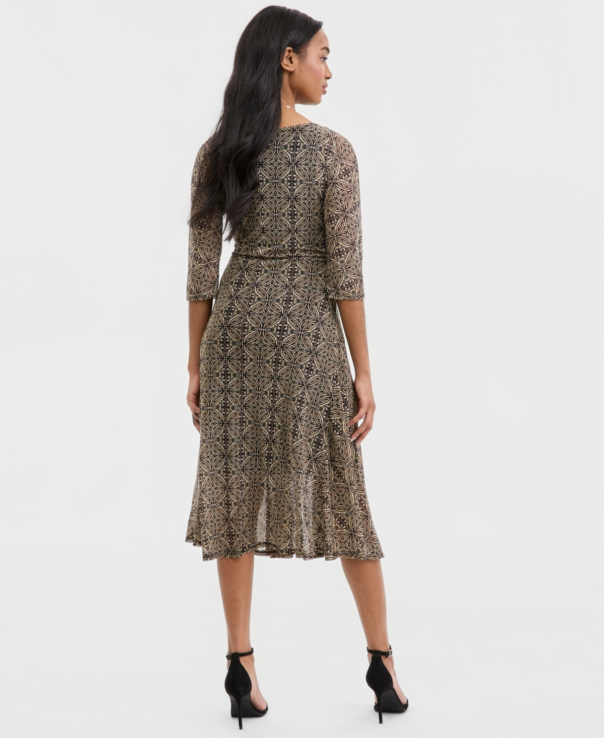 Robbie Bee Women's Printed Tie-Waist Midi Dress