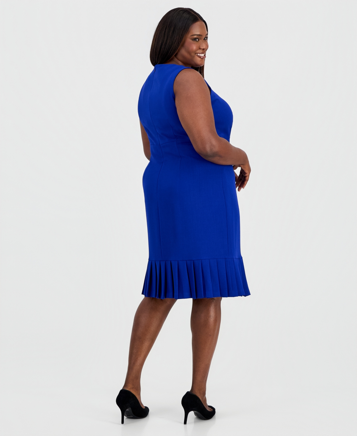 Kasper Plus Sleeveless Pleated-Hem Sheath Dress