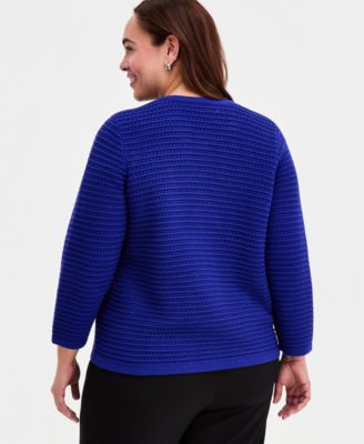 Plus Size Textured-Stitch Cardigan