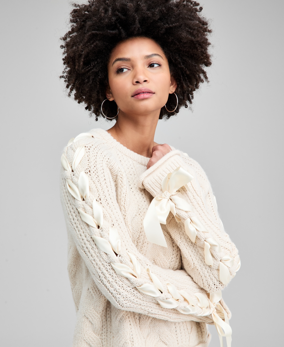 And Now This Women's Satin-Bow-Sleeve Sweater, Macy's Exclusive