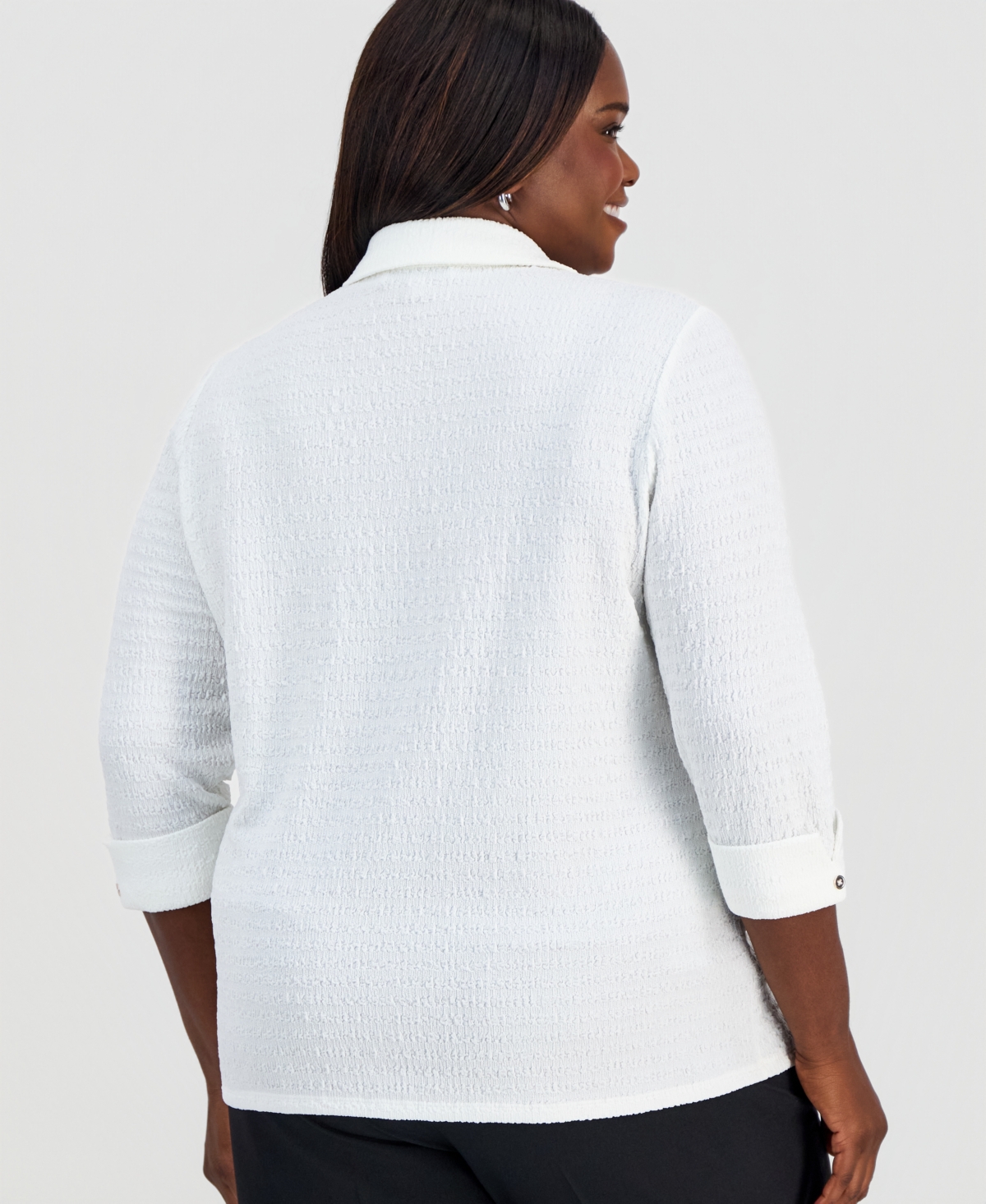 Kasper Plus 3/4-Sleeve Button-Front Shirt