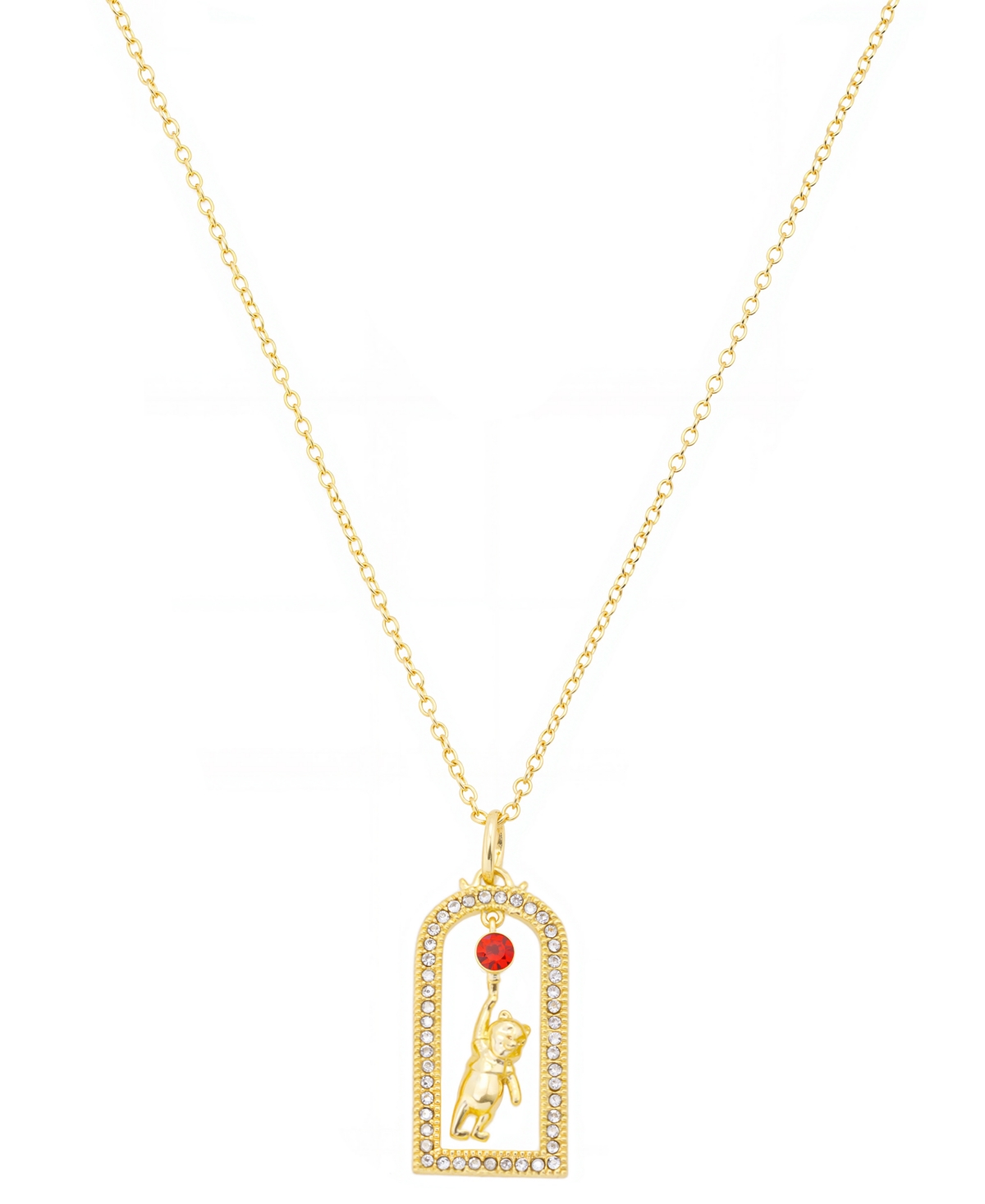 Disney Winnie The Pooh Crystal Pendant Necklace In Gold