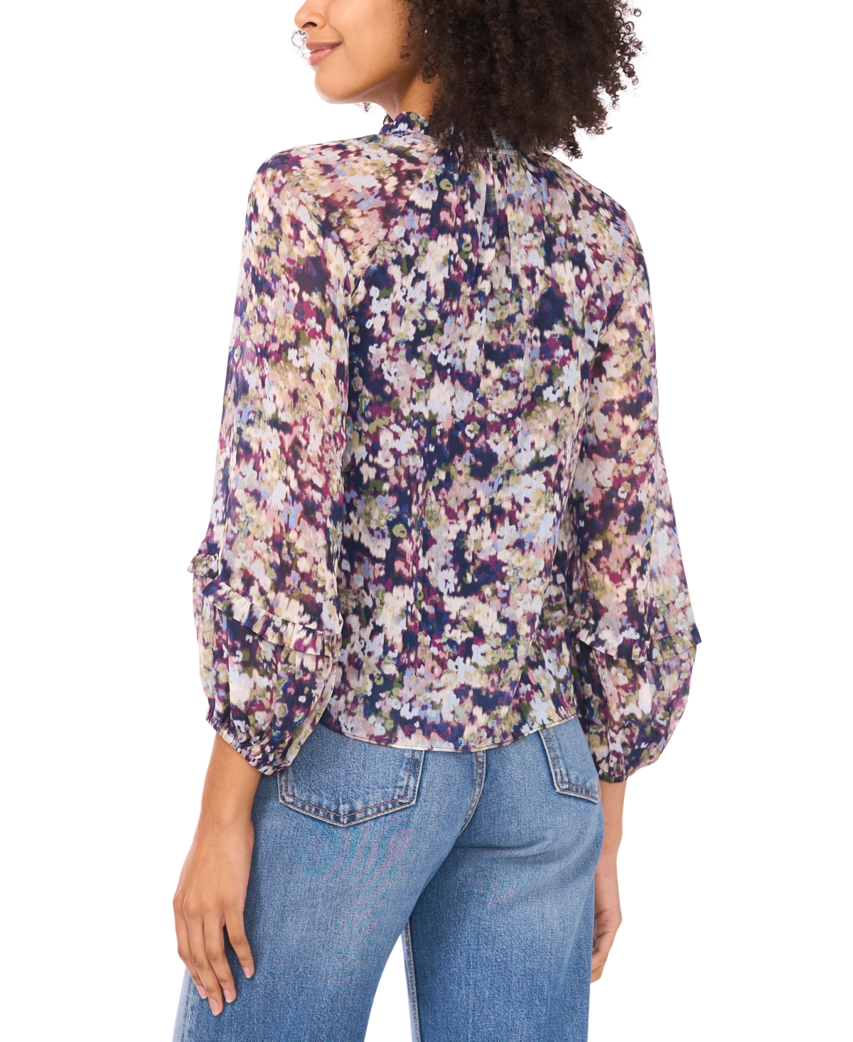 Sam & Jess Petite V-neck Pull-on Top In Green