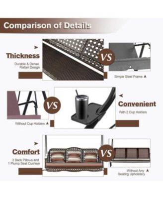 3-Seat Proch Swing Chair with Canopy