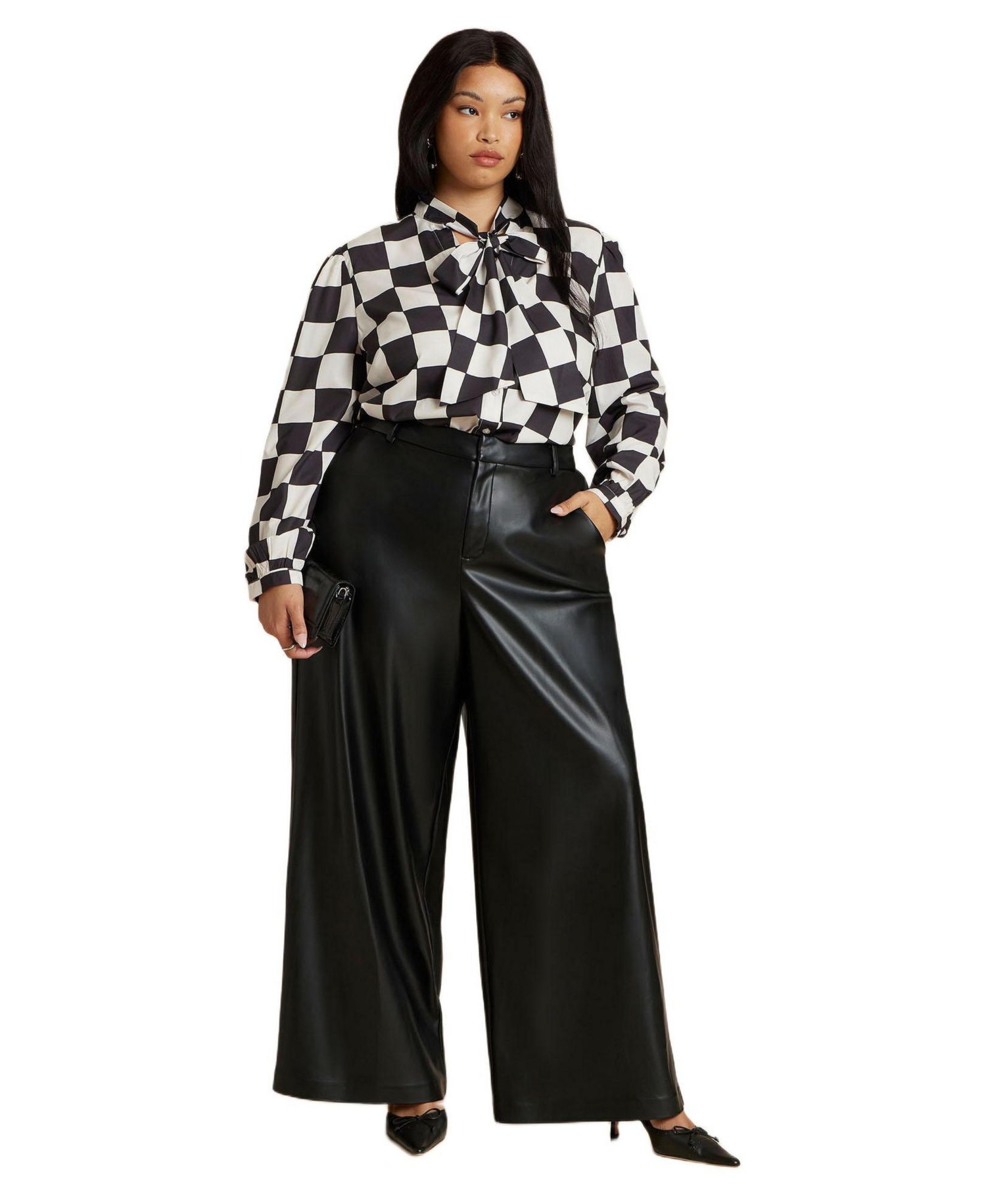 Women's Printed Tie Neck Blouse