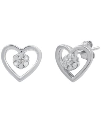 Macy's - Diamond Heart Earrings (1/10 ct. t.w.) in Sterling Silver (also in 14k Gold-Plated Sterling Silver)