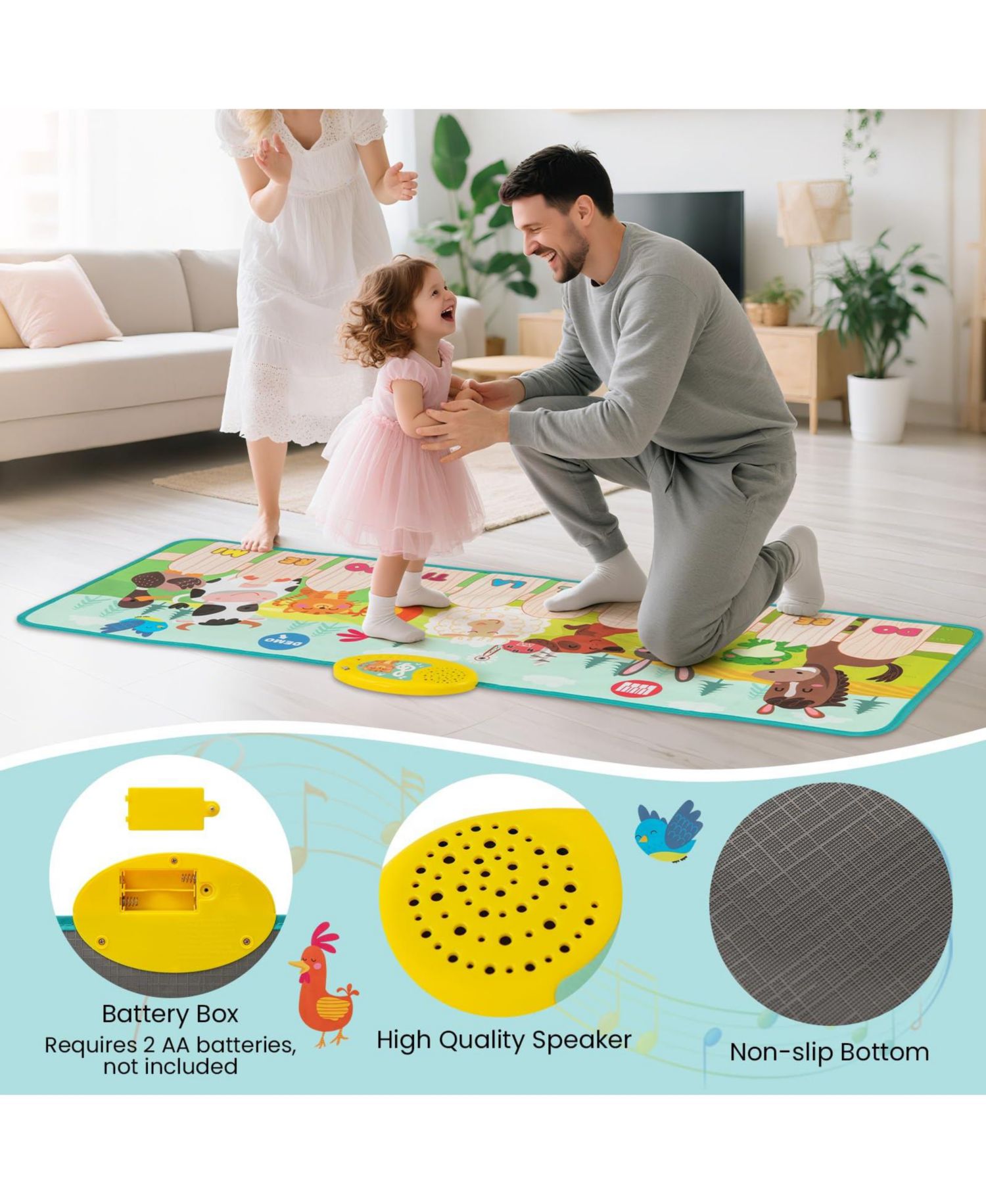 Kids Animal Farm Piano Foldable Playmat