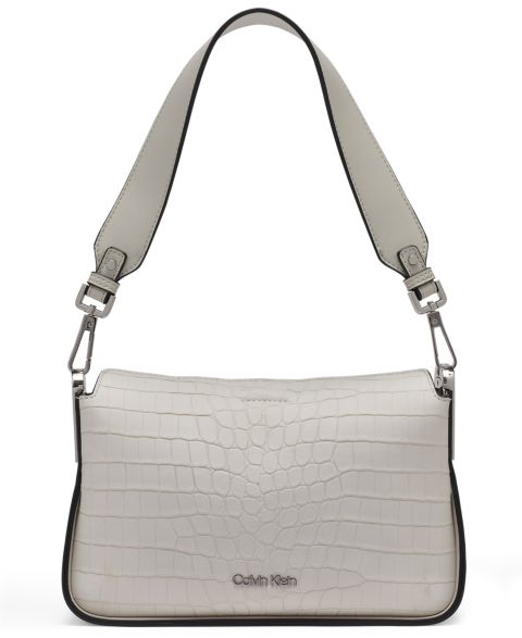 Сумки Calvin Klein Fay Sueded Croc Medium Shoulder Bag