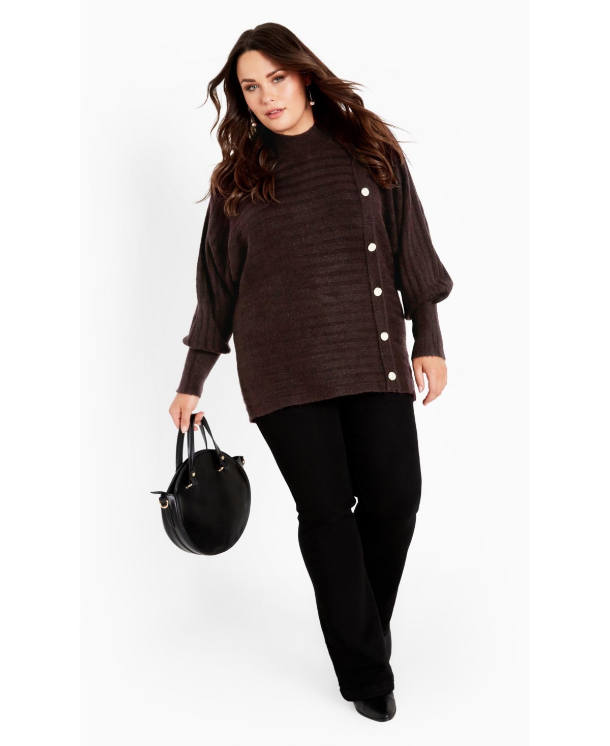 Avenue Women's Beata Asymmetrical Button Knit Sweater