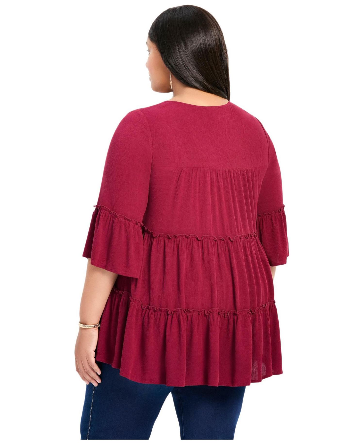 Women's Plus Size Amy Tiered Bell Sleeve Blouse