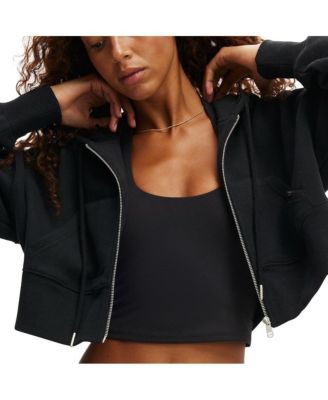 Women's Active Plush Boxy Cropped Zip Through