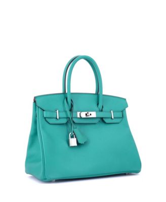 Birkin 30 Handbag Blue Epsom with Palladium Hardware