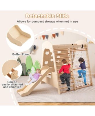 8-in-1 Indoor Jungle Gym Wooden Playground with Swing and Climbing Wall