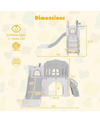 9-in-1 Toddler Slide L-Shaped with Basketball Hoop and Steering Wheel