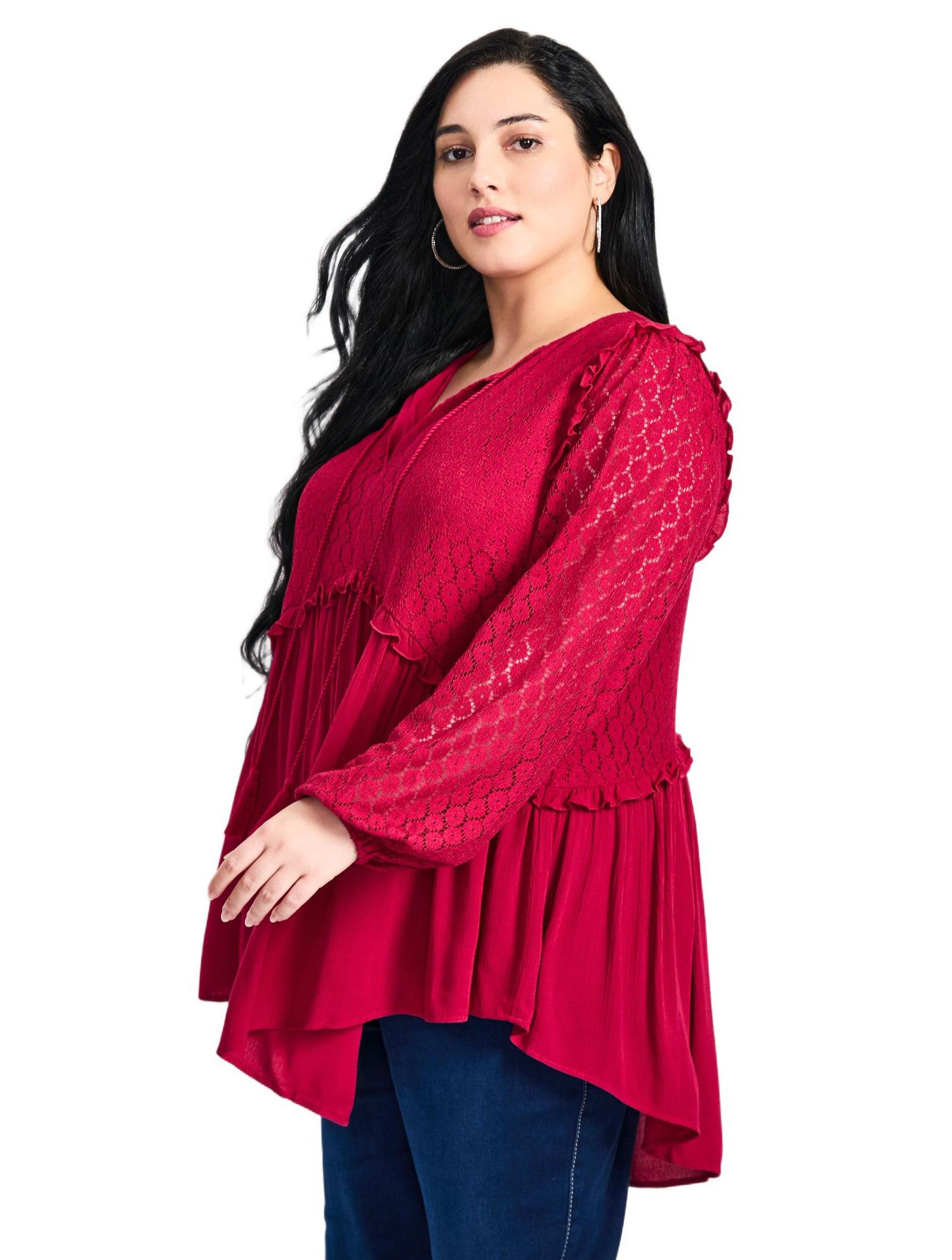 Women's Plus Size Haven Lace Yoke Top