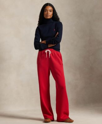 Women's Drawstring Fleece Wide-Leg Sweatpant