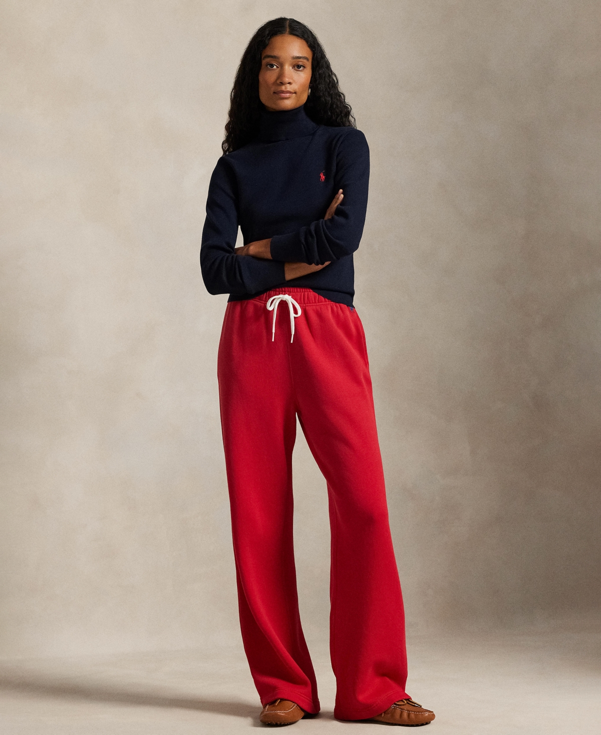 Polo Ralph Lauren Women's Drawstring Fleece Wide-Leg Sweatpant