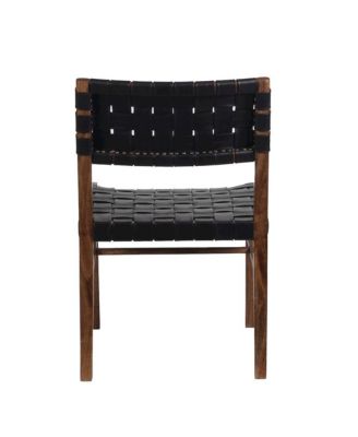 Kier Genuine Leather Basket-Woven Dining Chair, Brown (Set of 2)
