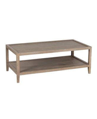 Lowell Solid White Oak Wood Coffee Table, Brown