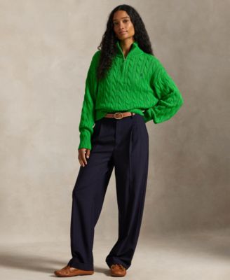 Women's Cable-Knit Cotton Quarter-Zip Sweater