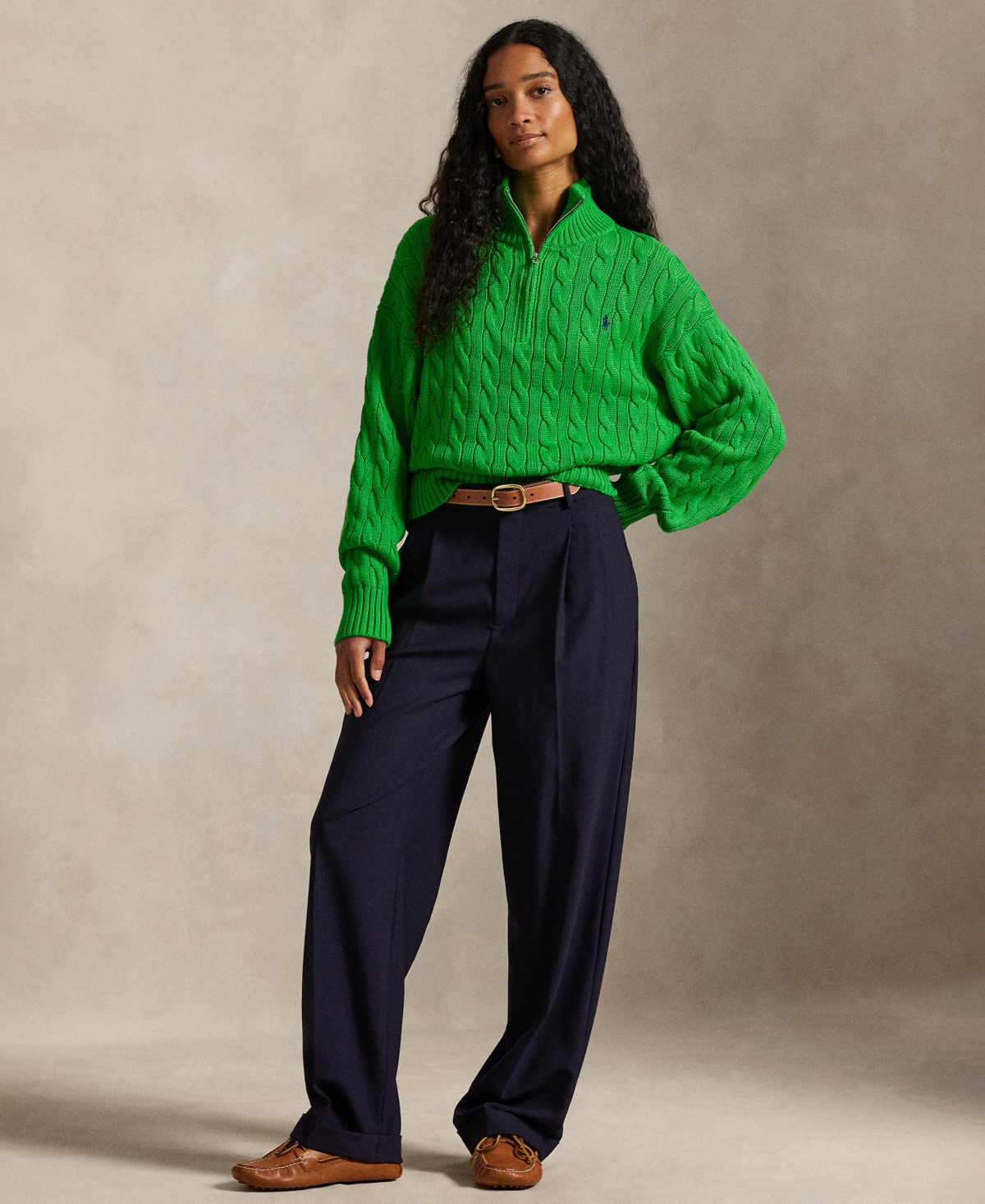 Polo Ralph Lauren Women's Cable-Knit Quarter-Zip Sweater