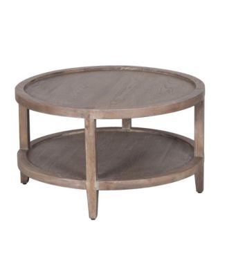 Lowell Solid White Oak Wood Coffee Table, Brown