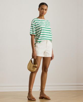 Women's Striped Beaded-Logo T-Shirt