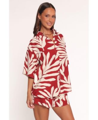 Women's Lilo Short Set - Red Palm Print