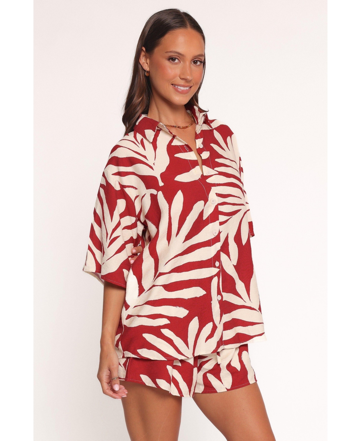 Petal and Pup Women's Lilo Short Set - Red Palm Print