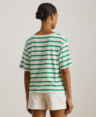 Women's Striped Beaded-Logo T-Shirt