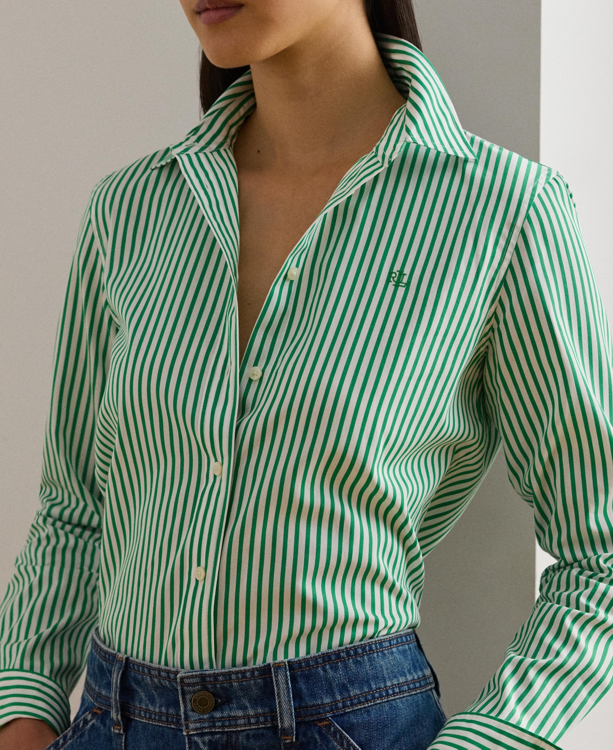 Lauren Ralph Women's Striped Long-Sleeve Shirt
