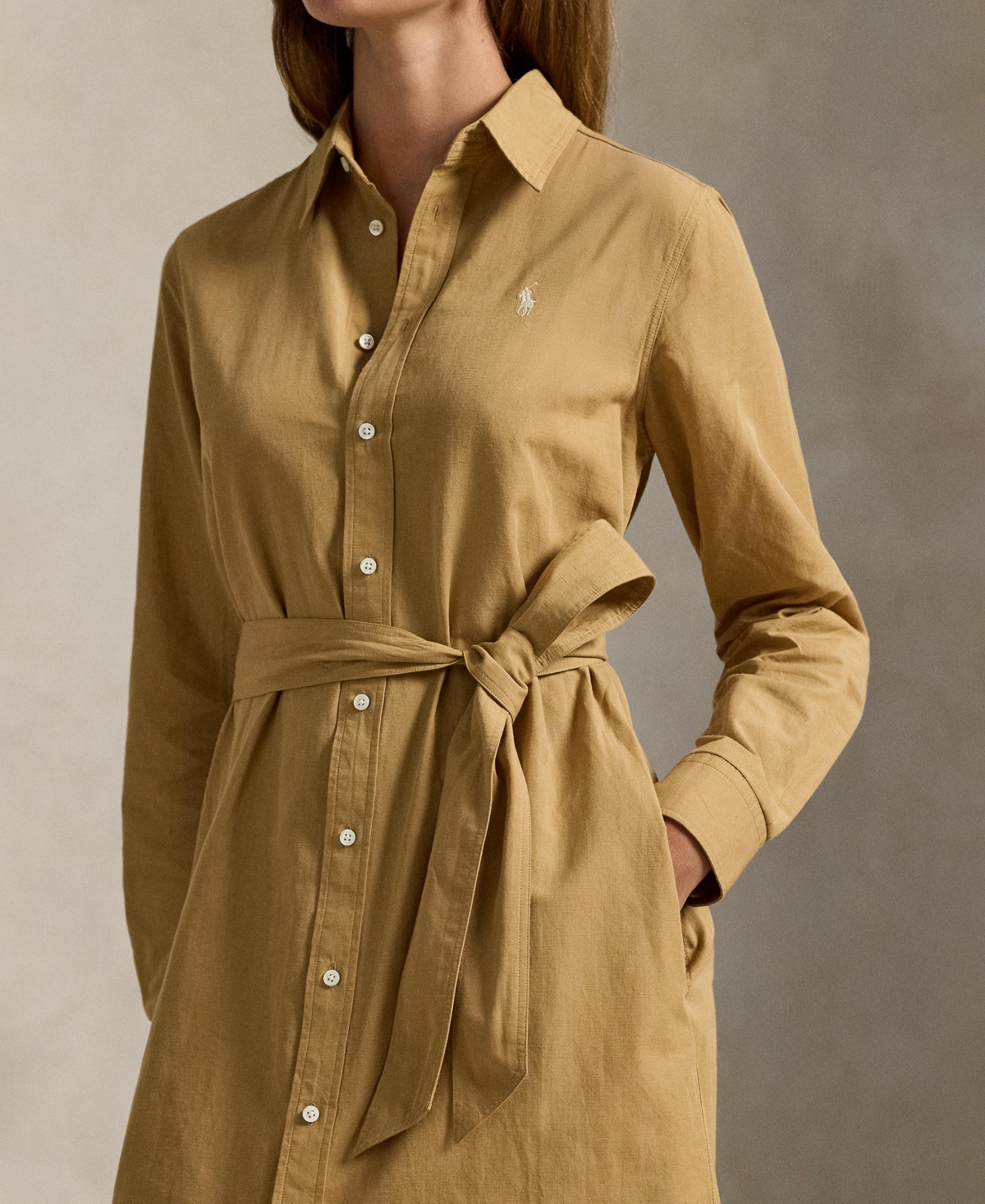 Polo Ralph Lauren Women's Long-Sleeve Belted Shirtdress