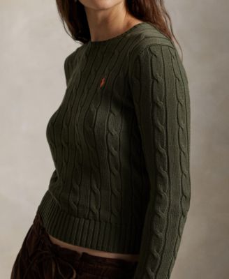 Women's Cable-Knit Cotton Crewneck Sweater