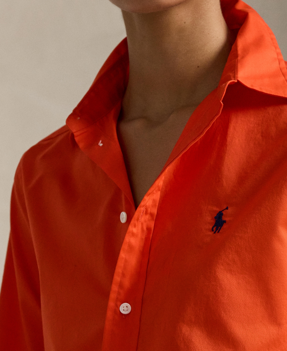 Polo Ralph Lauren Women's Classic-fit Cotton Twill Shirt In Orange