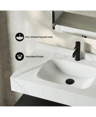 Avancer 36" Wall-Mounted Bathroom Vanity with White Marble Sink Top