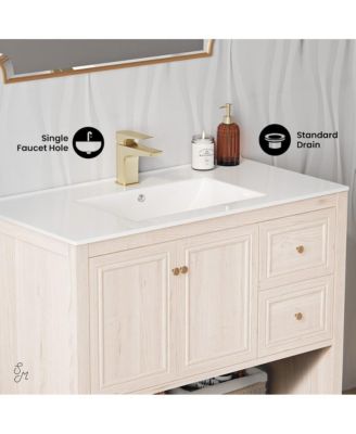 Chateau 36" Freestanding Bathroom Vanity in White Oak with Sink Top