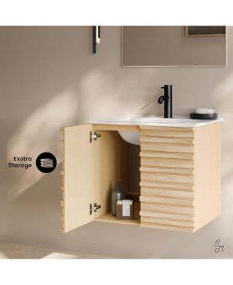 Cascade Wood 24" Wall-Mounted Bathroom Vanity with Sink Top
