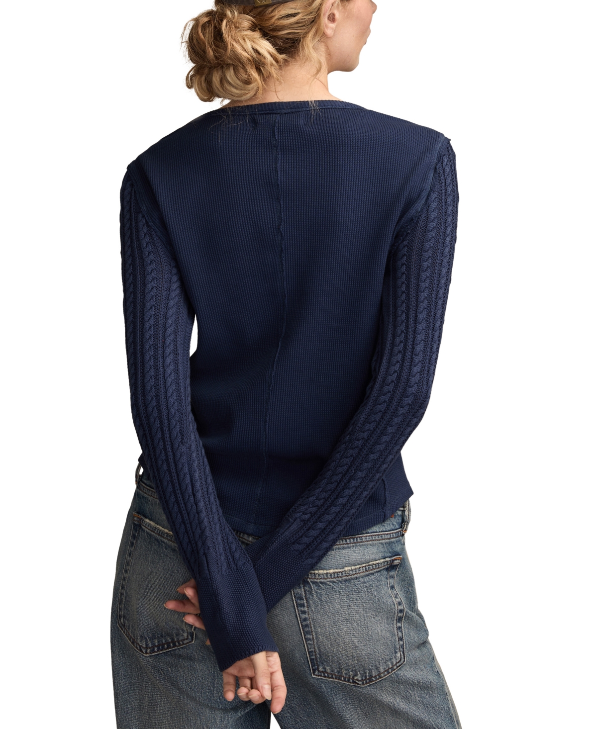 Lucky Brand Women's Textured Long-Sleeve Henley Top