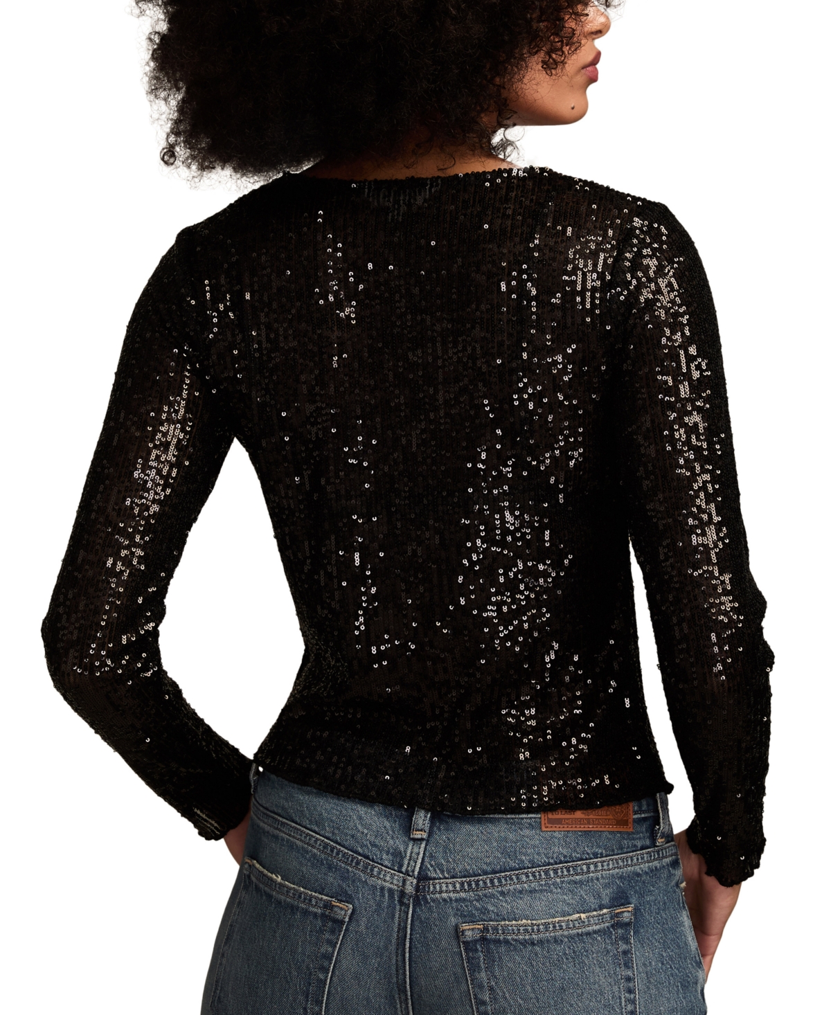 Lucky Brand Women's Sequin Long-Sleeve Top