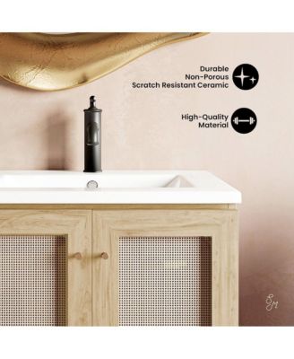 24" Freestanding Bathroom Vanity in Natural Oak with Sink Top