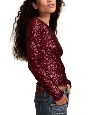 Women's Sequin Long-Sleeve Top