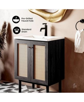 Classe 24" Freestanding Bathroom Vanity in Black Oak with Sink Top