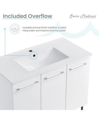 36" Freestanding Bathroom Vanity in White with Sink Top